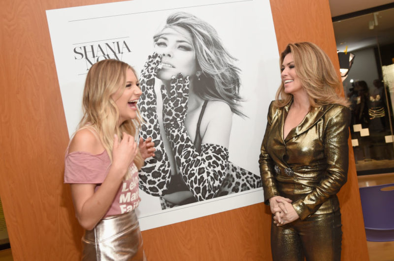 NASHVILLE, TN - JUNE 27:  Kelsea Ballerini (L) and Shania Twain (R) view her exhibit opening at Cou...