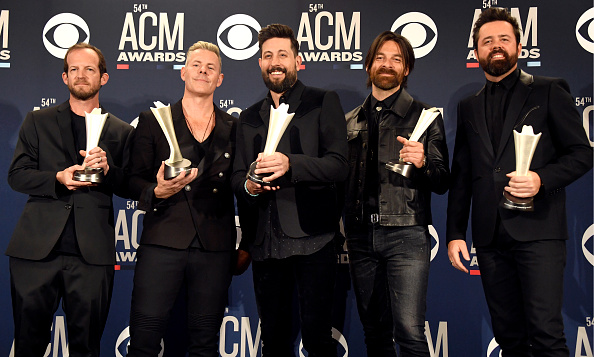 LAS VEGAS, NEVADA - APRIL 07: Group of the Year winners Old Dominion pose in the press room during ...