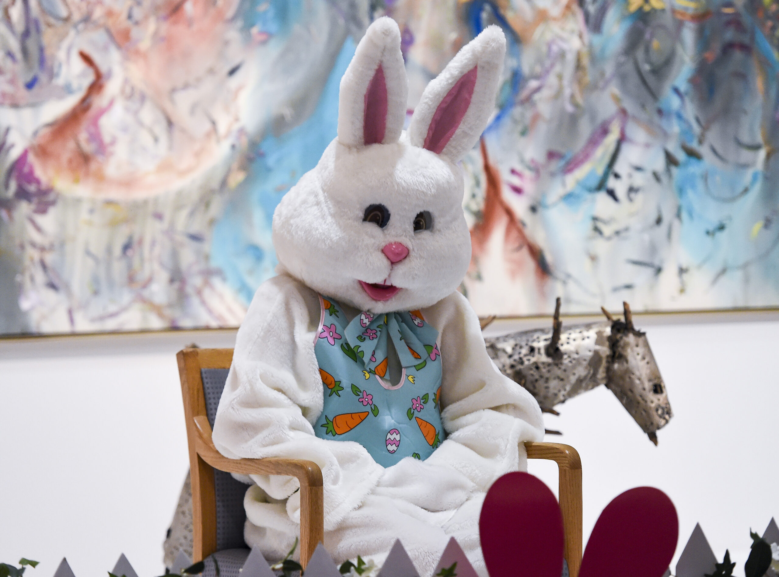 Reading, PA - April 2: The Easter Bunny sits in one of the galleries where they are visiting with c...