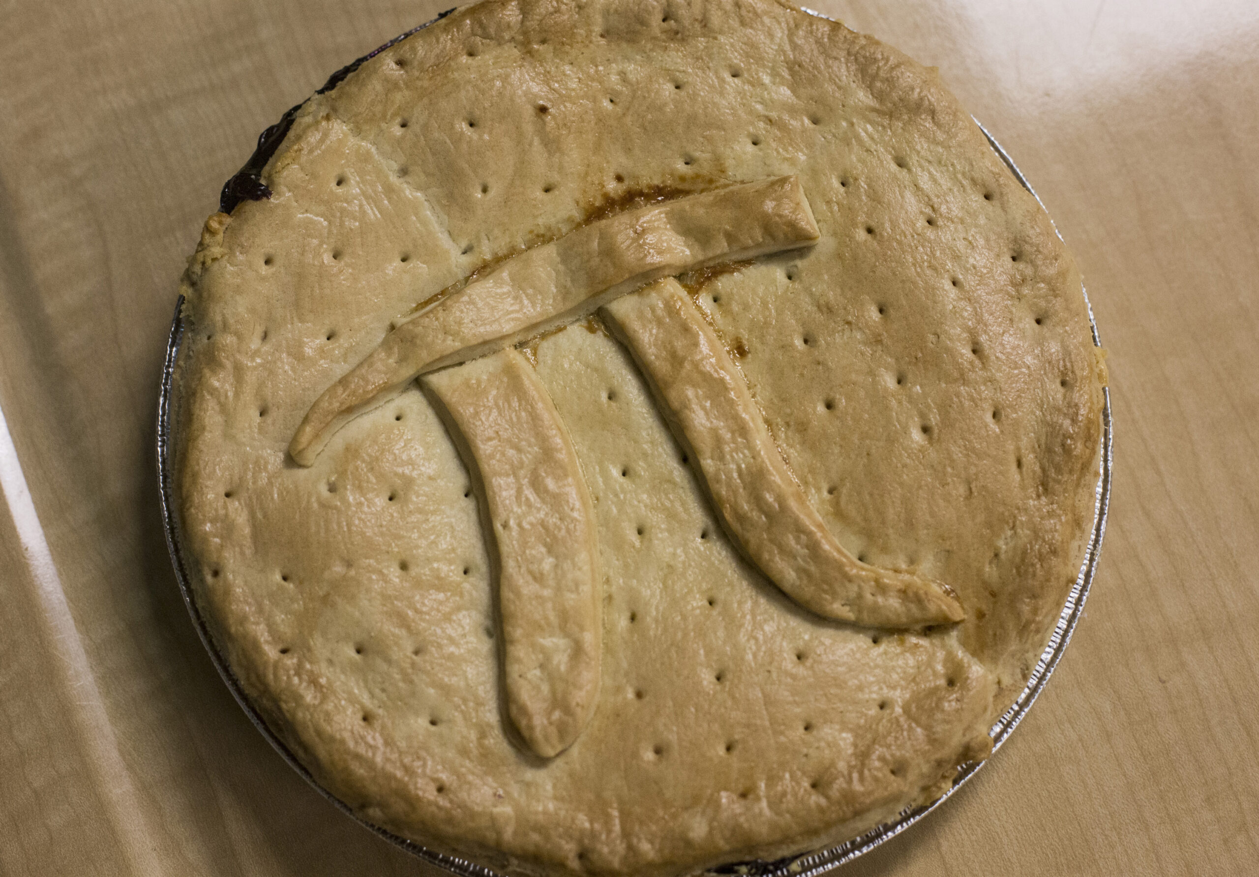 BIDDEFORD, ME - MARCH 13: A Pi Day pie from Reilly's Bakery in Biddeford at Biddeford High School i...