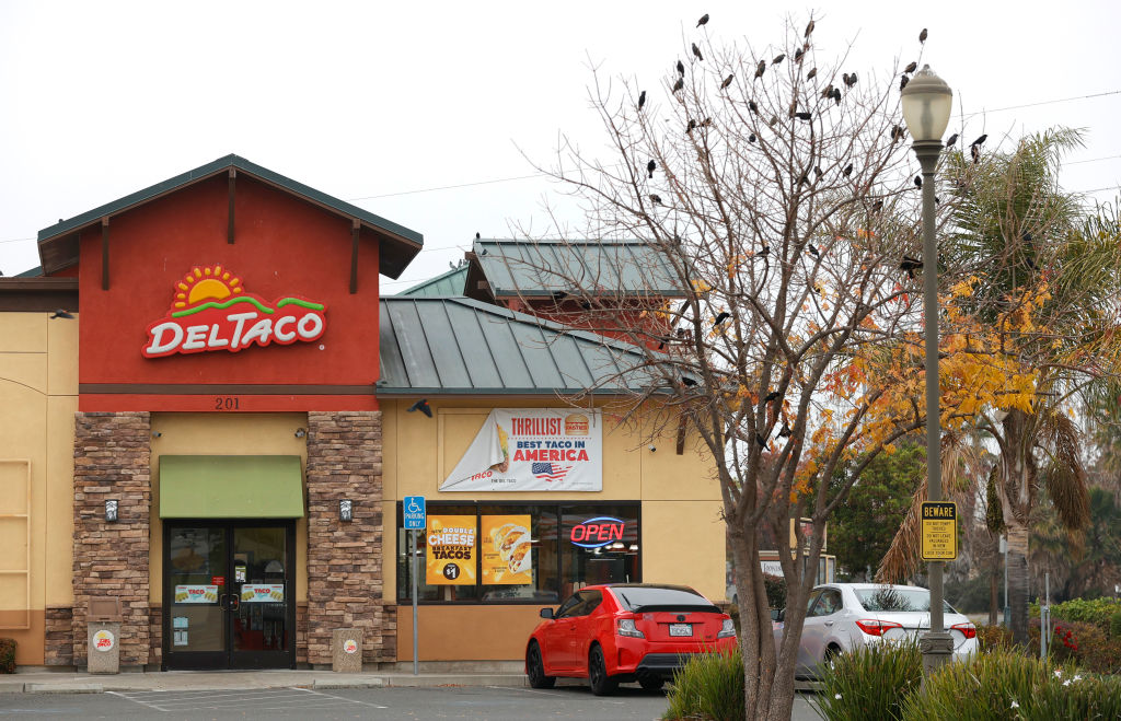 FAIRFIELD, CALIFORNIA - DECEMBER 06: An exterior view of a Del Taco restaurant on December 06, 2021...