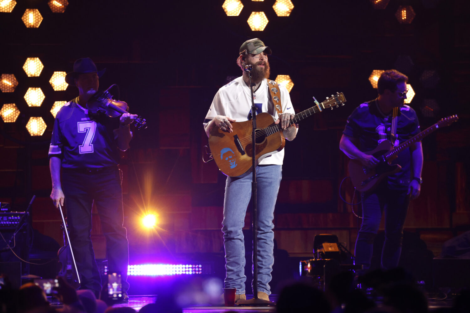FRISCO, TEXAS - MAY 16: EDITORIAL USE ONLY. Post Malone performs onstage during the 59th Academy of...