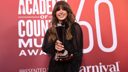 FRISCO, TEXAS - MAY 8: EDITORIAL USE ONLY. Ella Langley, winner of the Single of The Year Award, po...