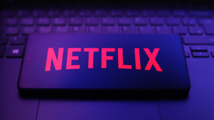 The Netflix logo appears on a smartphone screen in Ontario, Canada, on March 16, 2026. (Photo by Th...