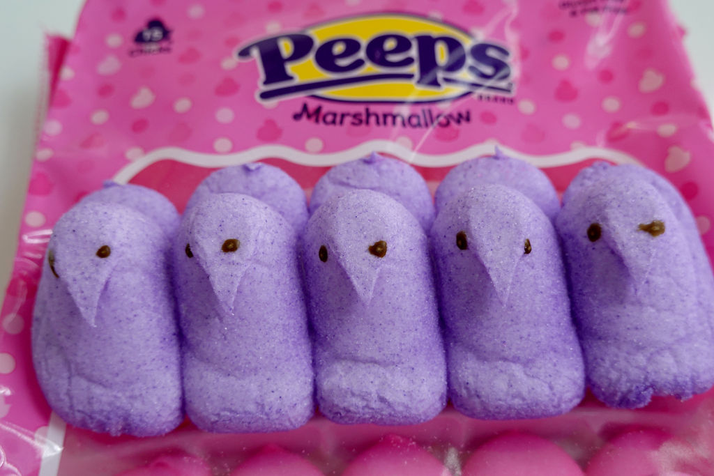 MIAMI, FLORIDA - APRIL 06: In this photo illustration, the famous Easter candy Peeps, made by Just ...