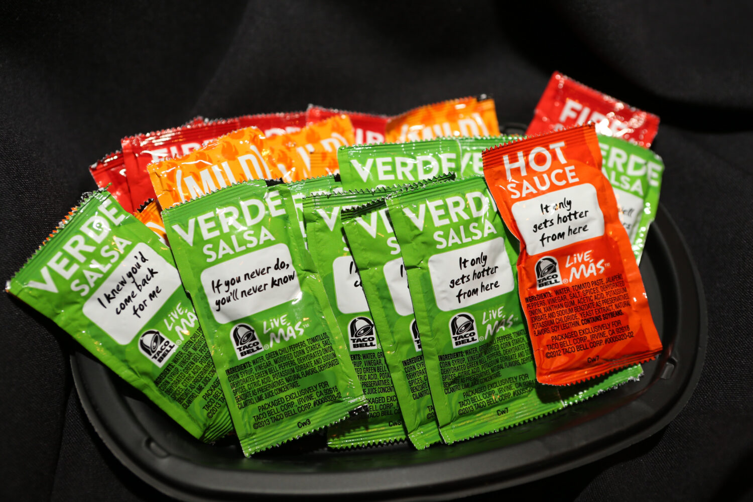 Taco Bell sauce packets....