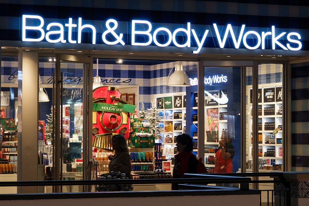 SAN DIEGO, CALIFORNIA - DECEMBER 10: A Bath & Body Works logo is displayed outside their store ...