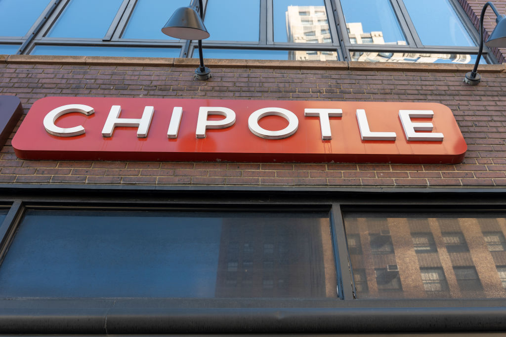 NEW YORK, NEW YORK - FEBRUARY 06: A Chipolte restaurant stands in Manhattan on February 06, 2024 in...