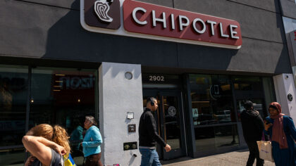 NEW YORK, NEW YORK - APRIL 23: A Chipotle store stands in the Bronx on April 23, 2025 in New York C...