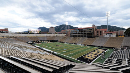 BOULDER, COLORADO - SEPTEMBER 20: A general view of the stadium prior to the game between the Color...