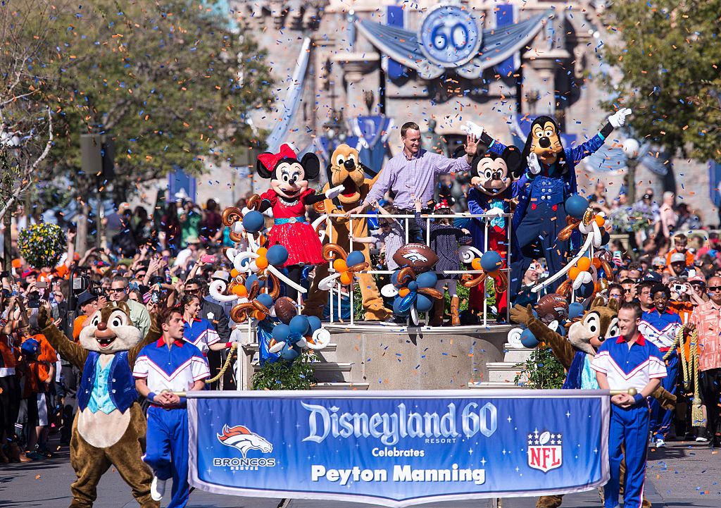 ANAHEIM, CA - FEBRUARY 08:  In this handout photo provided by Disney Parks, In honor of the Denver ...